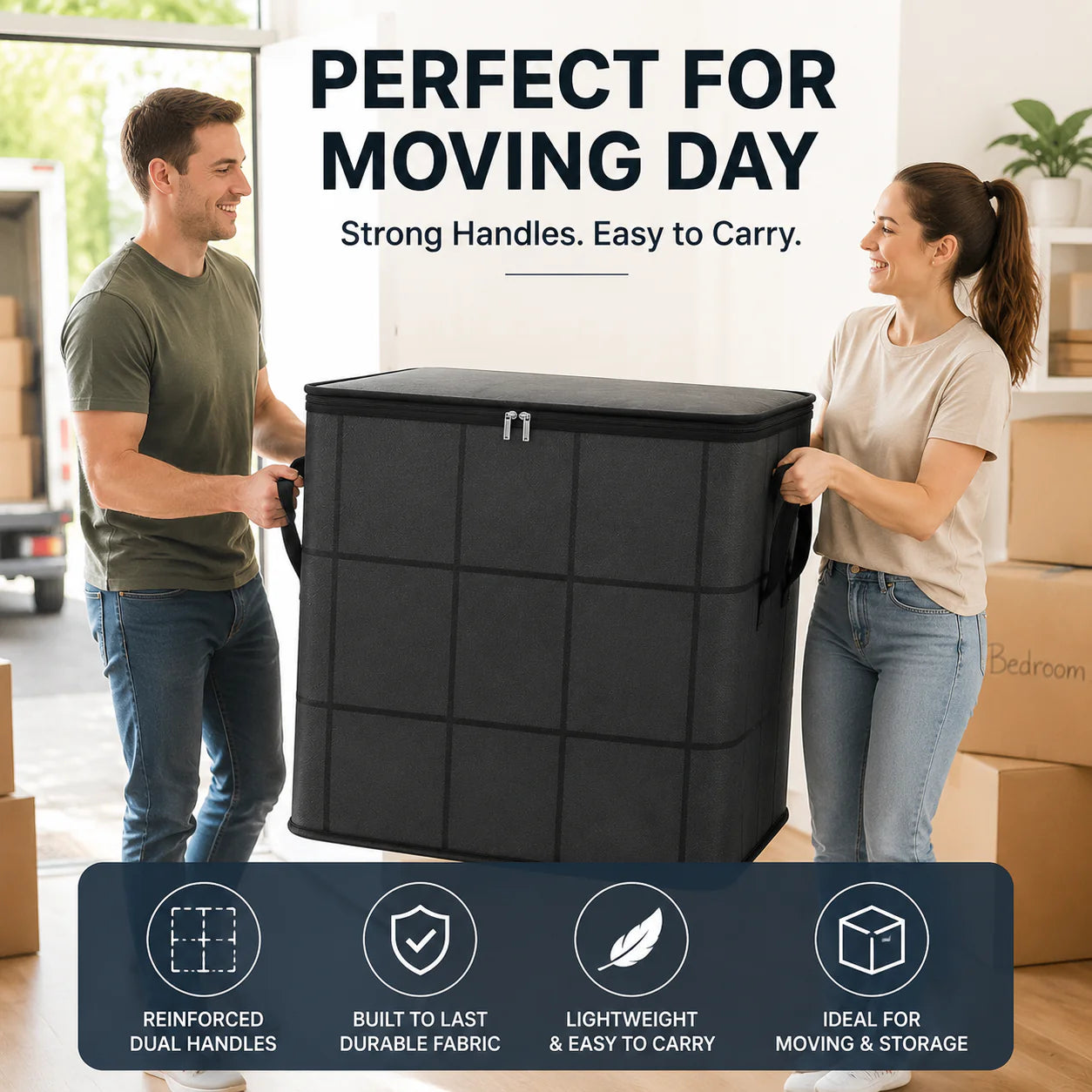 🏠 Foldable Fabric Storage Bag (140L Container)✨