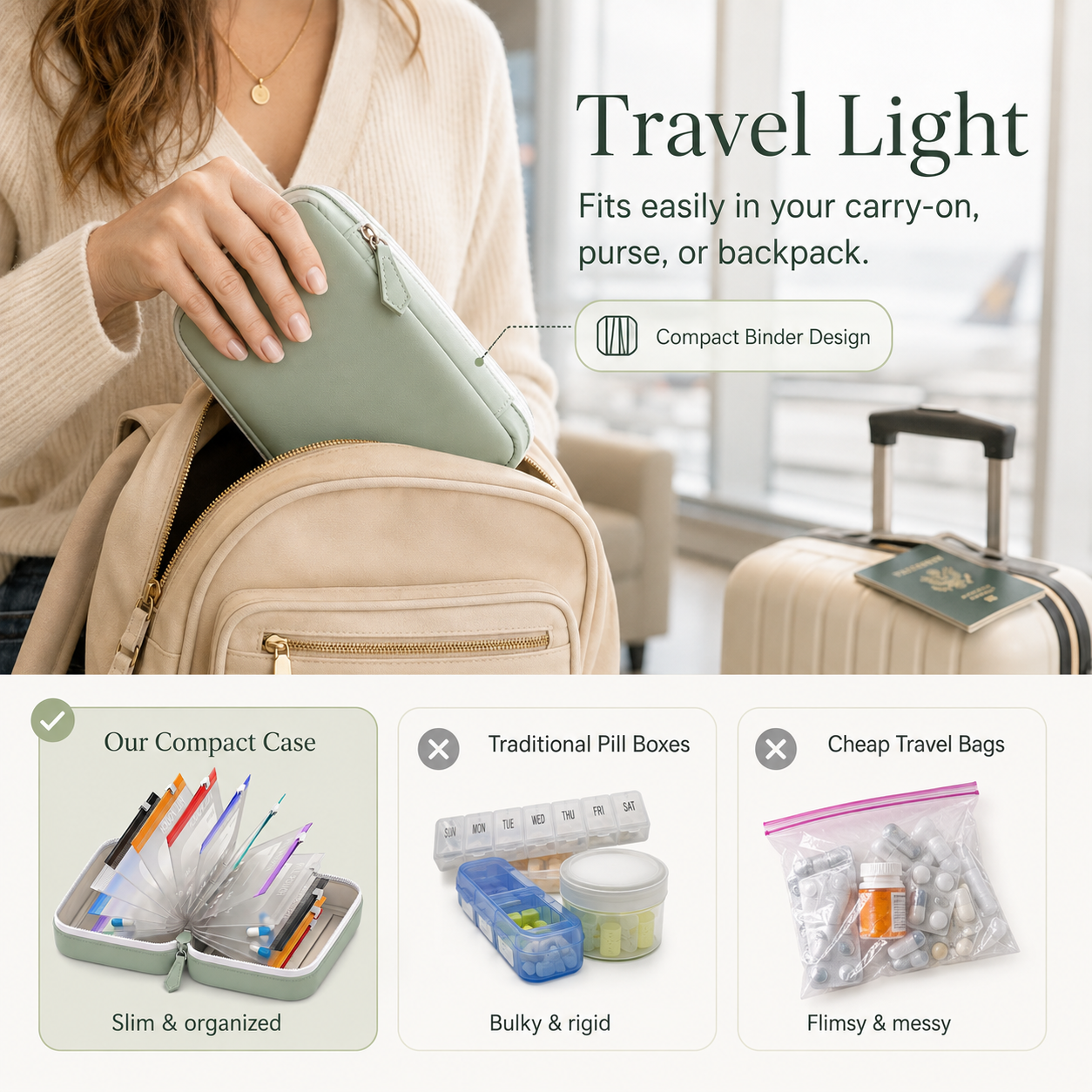 7-Day AM/PM Pill Organizer with Travel Case | 14 Pouches