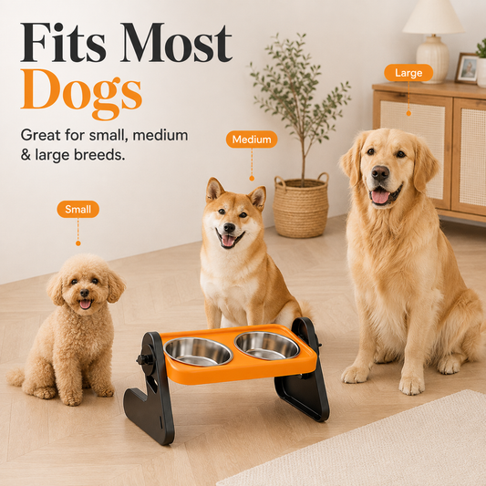 🐕Adjustable Elevated Dog Bowl Stand & A Better Feeding Height.