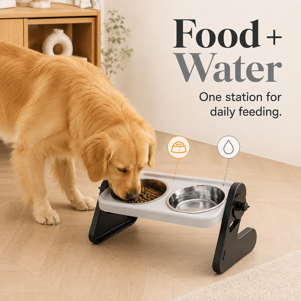 🐕Adjustable Elevated Dog Bowl Stand & A Better Feeding Height.