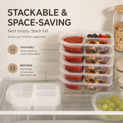 🍓3-Compartment Reusable Snack Containers with Lids