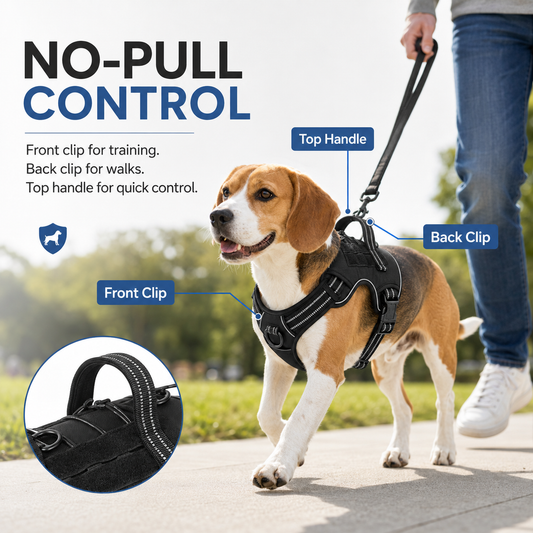 🐕Tactical No-Pull Dog Harness with MOLLE & Reflective Trim