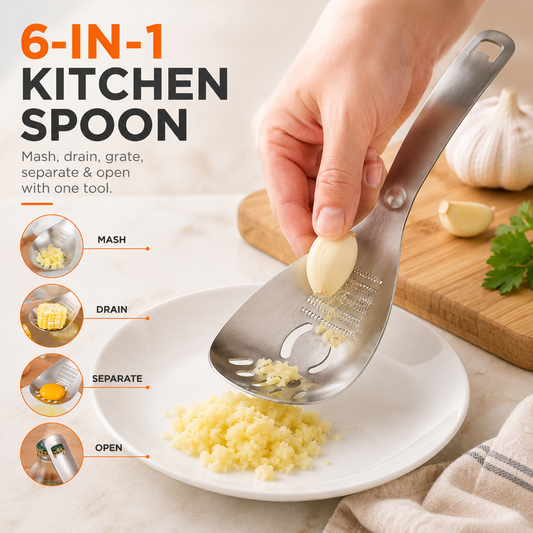 6-in-1 Stainless Steel Cooking Spoon | Kitchen Tool