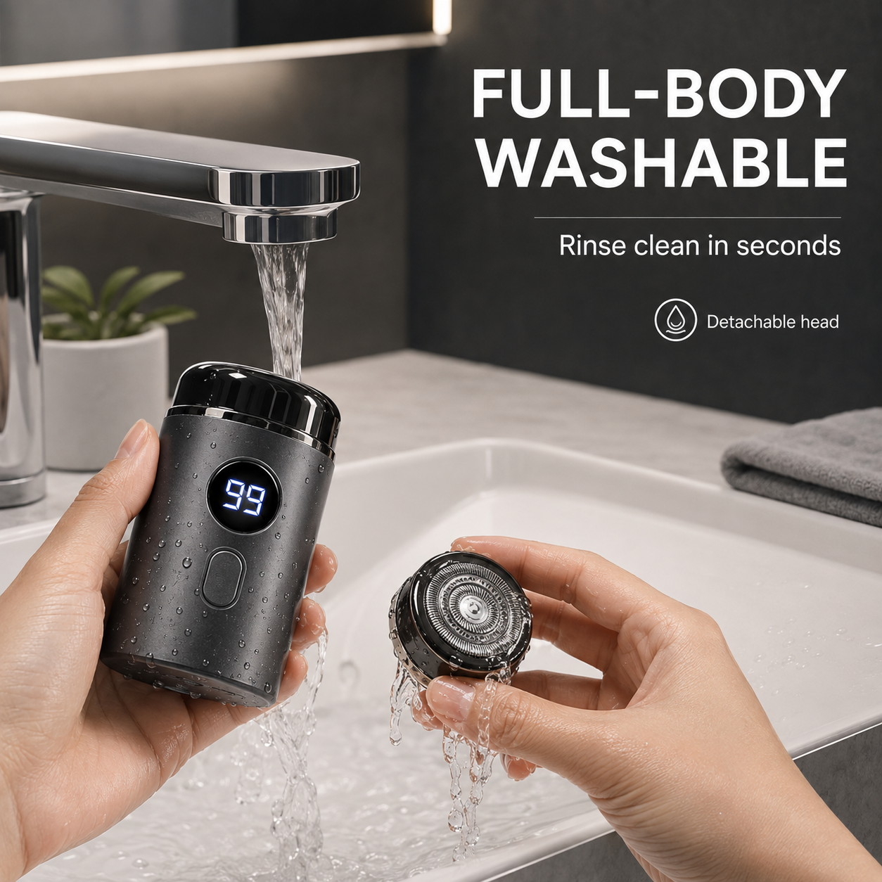 Mini Electric Shaver with LED Display & USB-C Charging