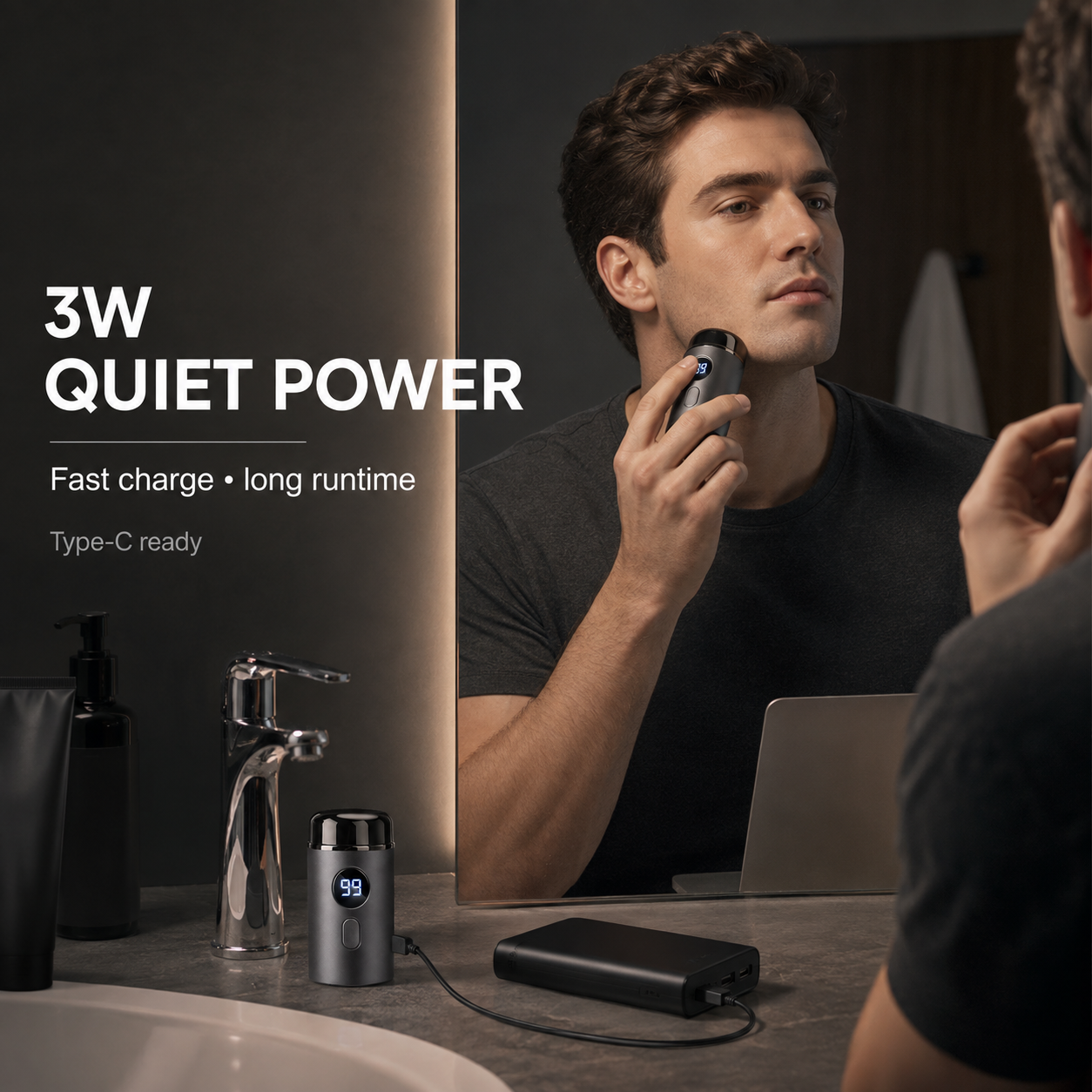 Mini Electric Shaver with LED Display & USB-C Charging