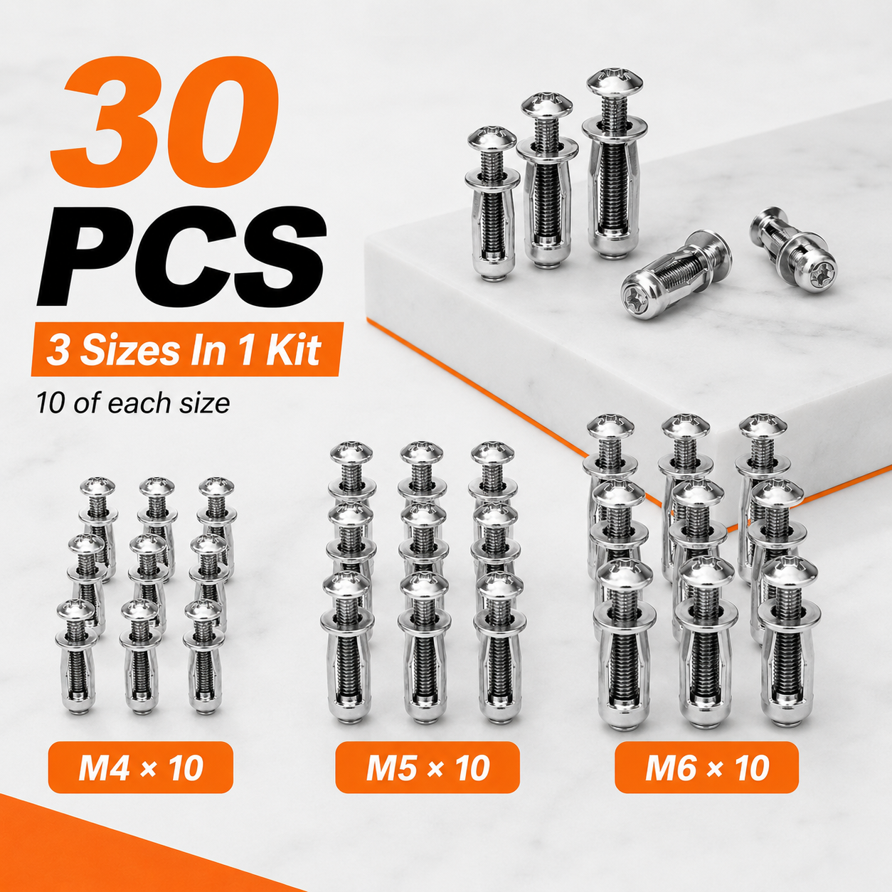 30-Piece Hollow Door Anchor Set for Drywall & Doors