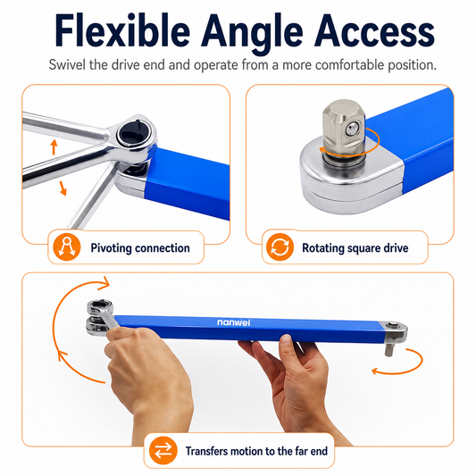 Multi-Angle Ratchet Extension Wrench for Tight Spaces