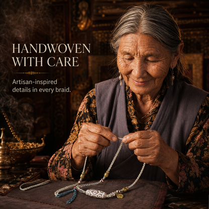 Nine-Eye Dzi Inspired Handwoven Necklace | Tibetan Style Jewelry