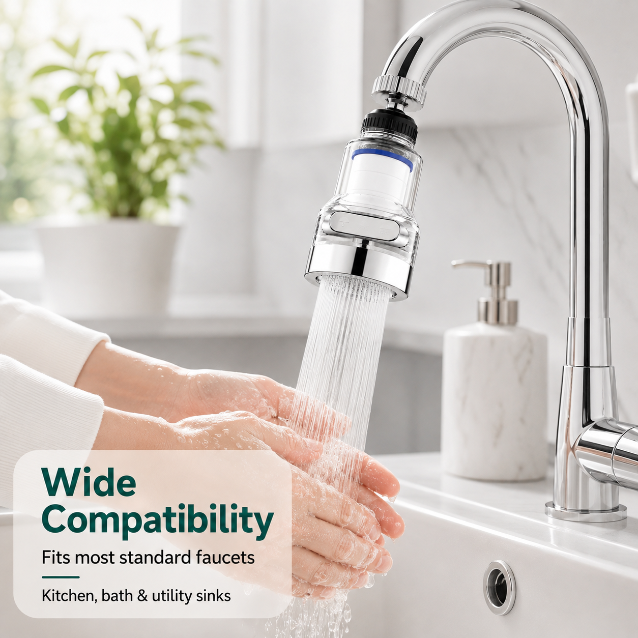 360° Faucet Water Filter – PP Cotton & 3 Water Modes