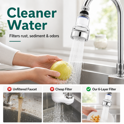 360° Faucet Water Filter – PP Cotton & 3 Water Modes