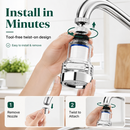 360° Faucet Water Filter – PP Cotton & 3 Water Modes