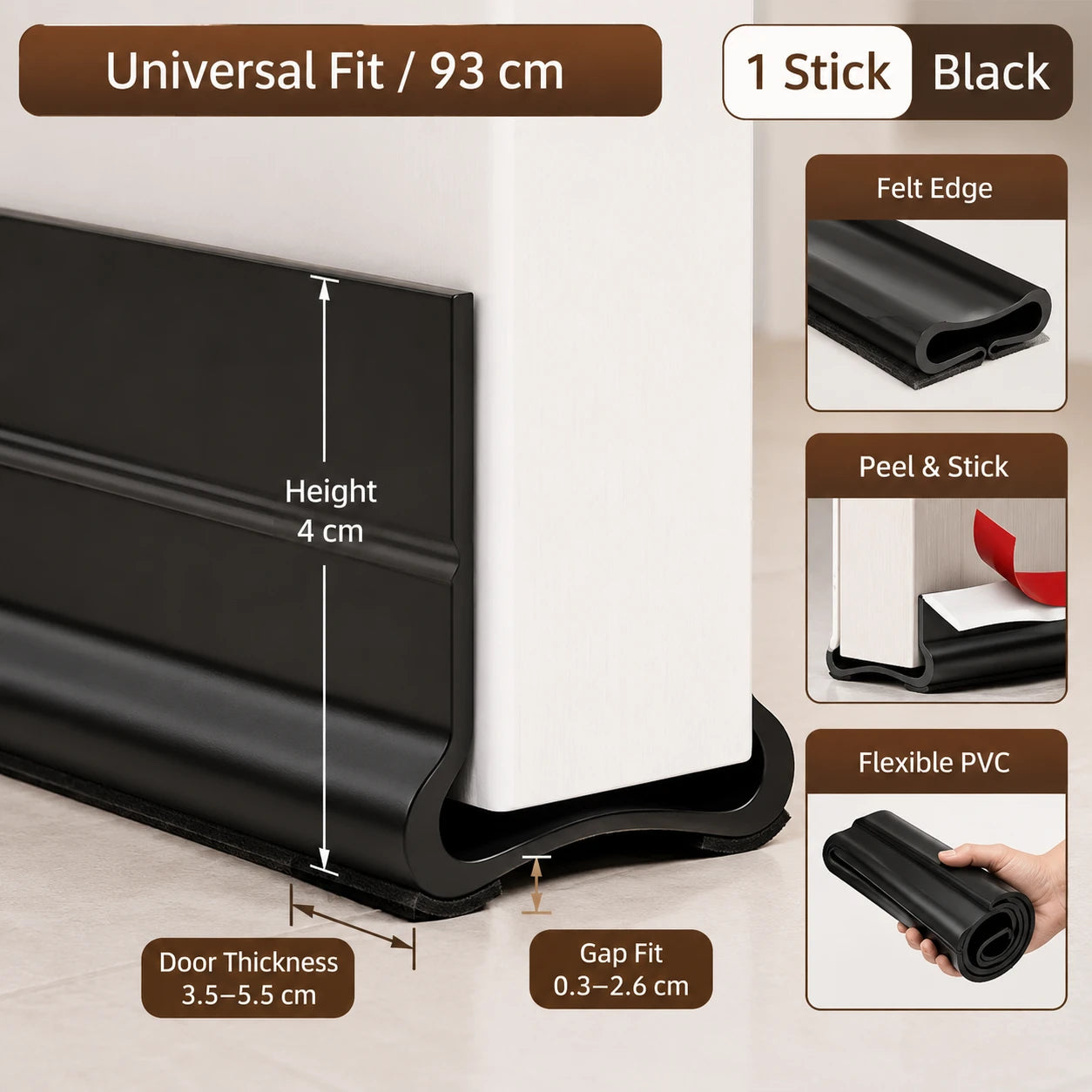 Triple-Layer Under Door Draft Stopper & Weather Strip | Seal Gap