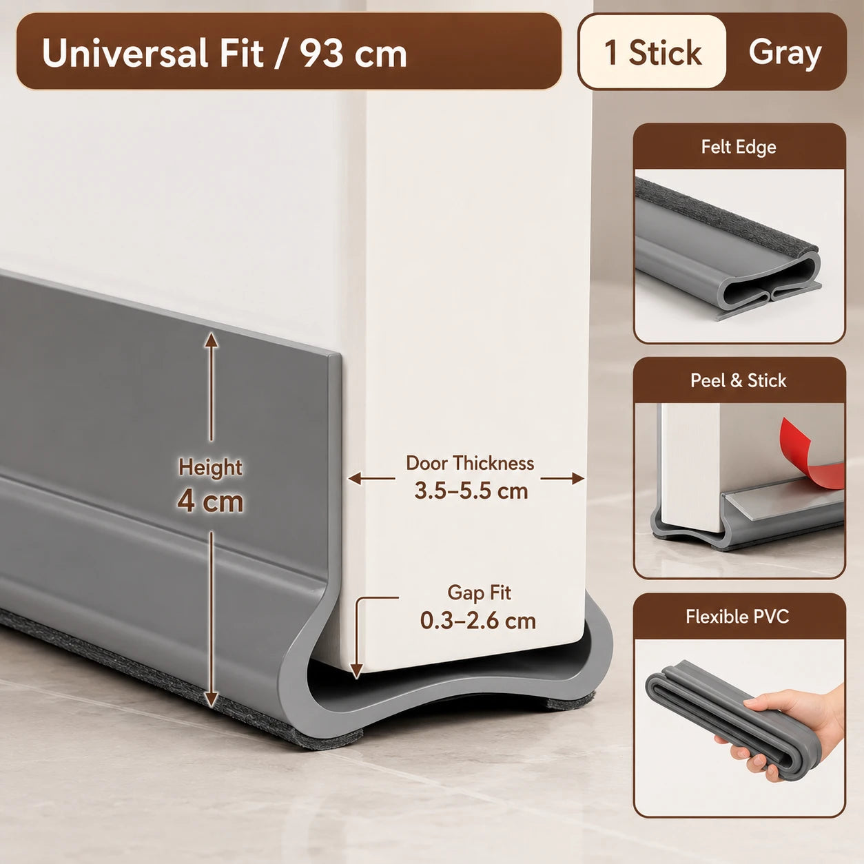 Triple-Layer Under Door Draft Stopper & Weather Strip | Seal Gap