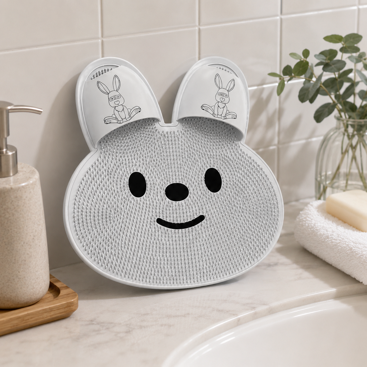 🔥 Cute Rabbit Anti-Slip Massage Foot Mat 🐾 — Deep Cleansing & Relaxing Foot Spa at Home! ✨