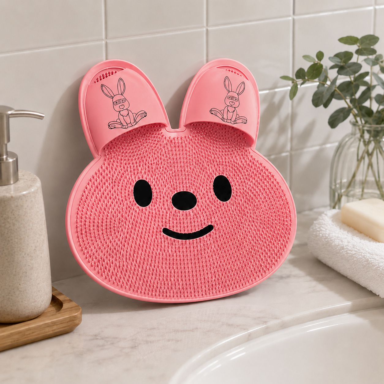 🔥 Cute Rabbit Anti-Slip Massage Foot Mat 🐾 — Deep Cleansing & Relaxing Foot Spa at Home! ✨