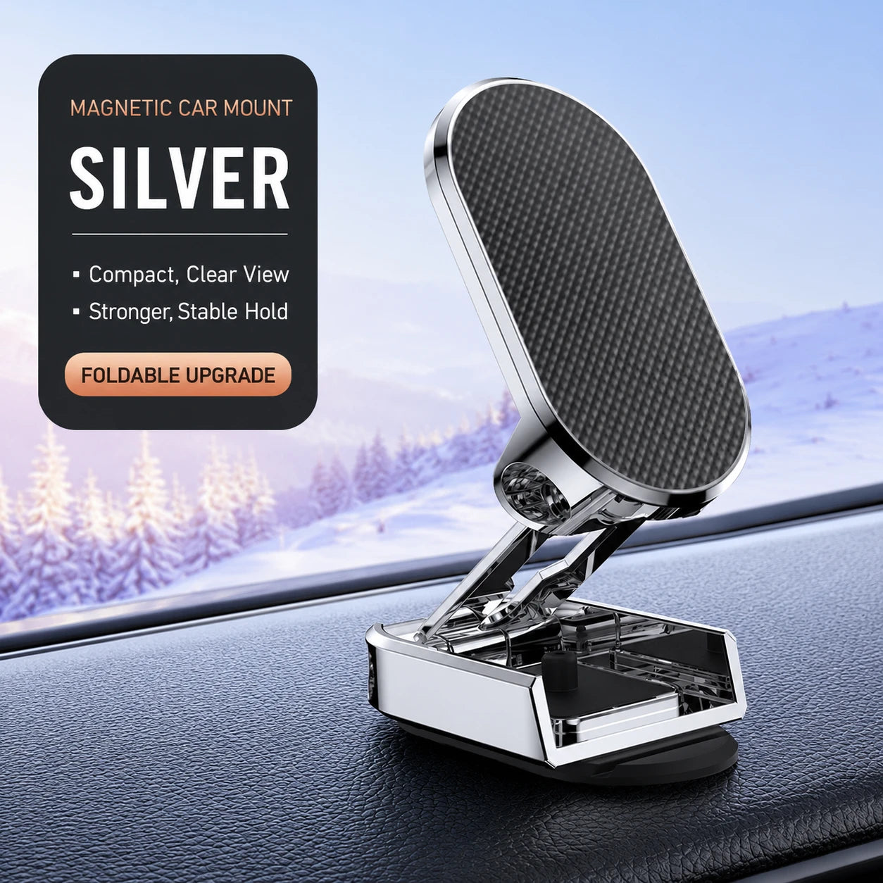 Foldable Magnetic Car Phone Mount | 6 N52 Magnets