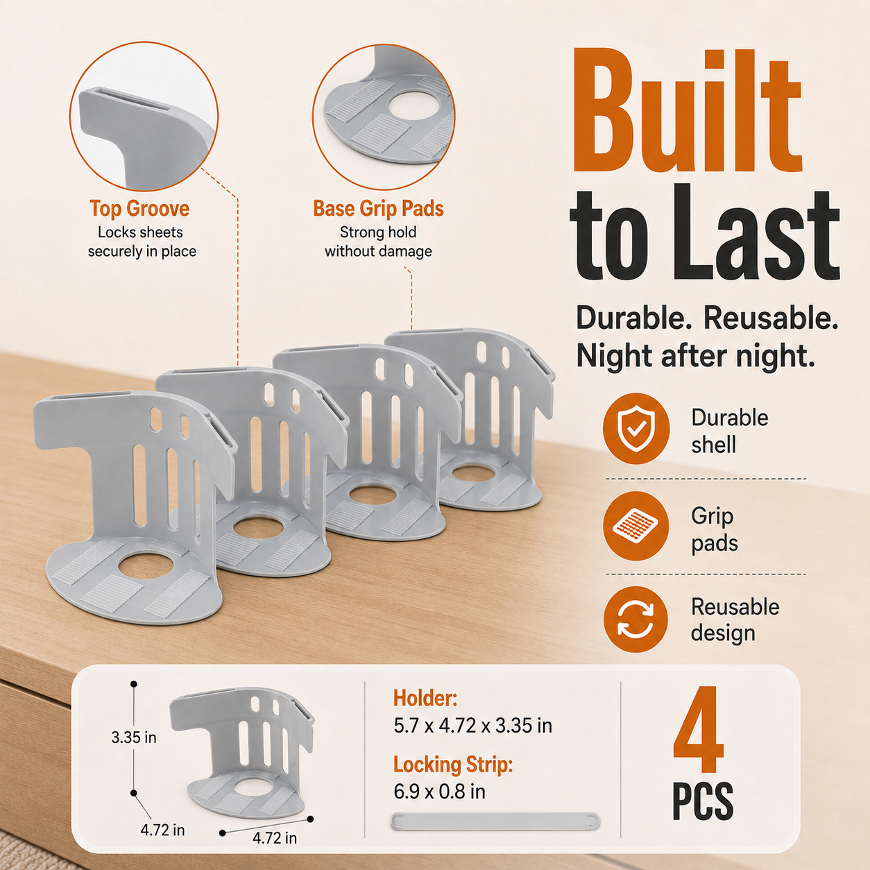 🛡️Invisible Bed Sheet Holders – 4-Corner Fixer Set