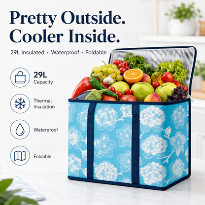 29L Insulated Grocery Cooler Bag | Foldable Waterproof Tote