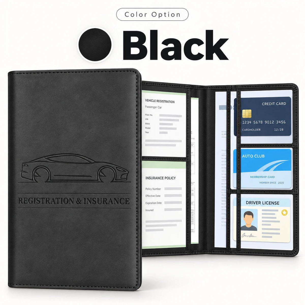 PU Leather Car Document Holder for Glove Box Storage