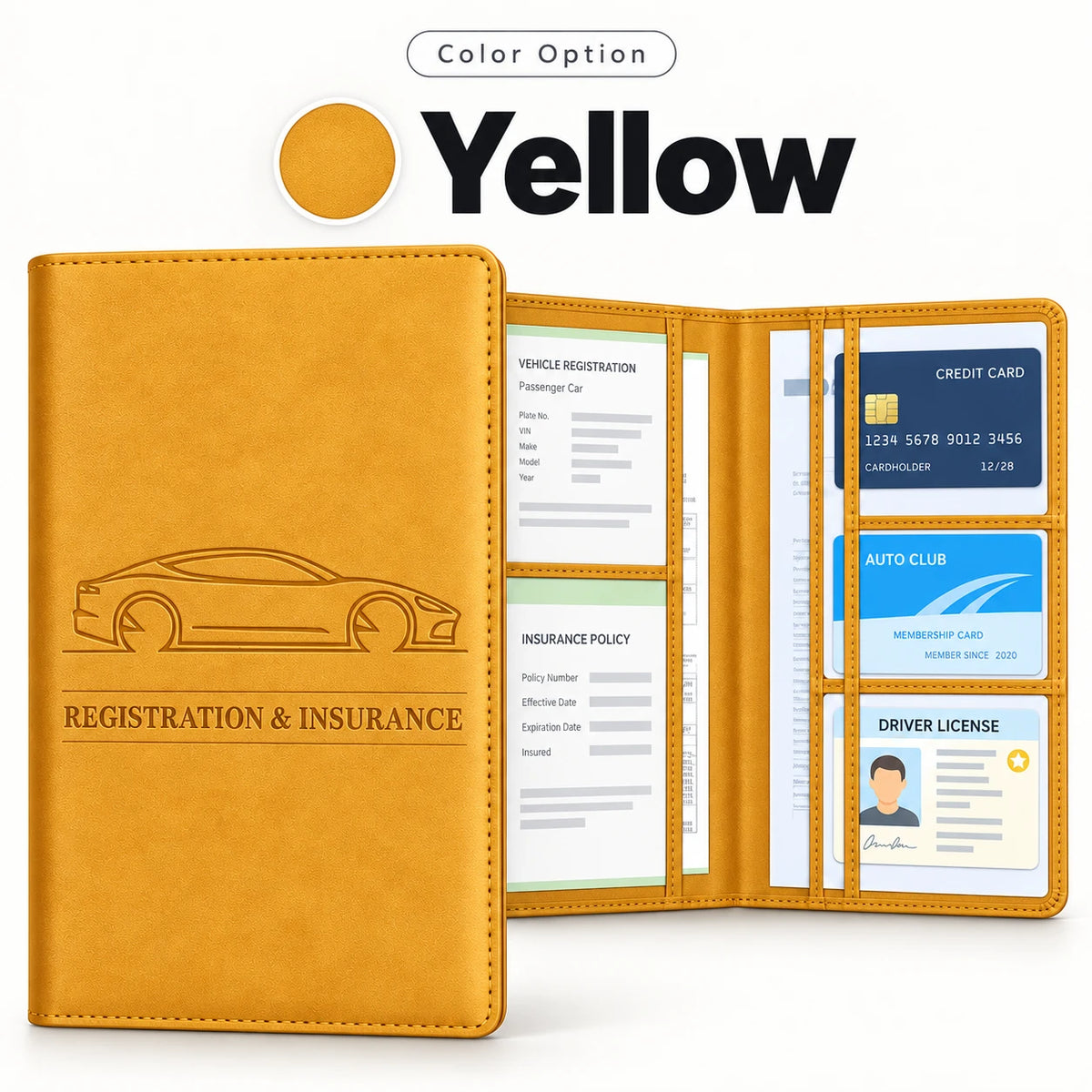PU Leather Car Document Holder for Glove Box Storage