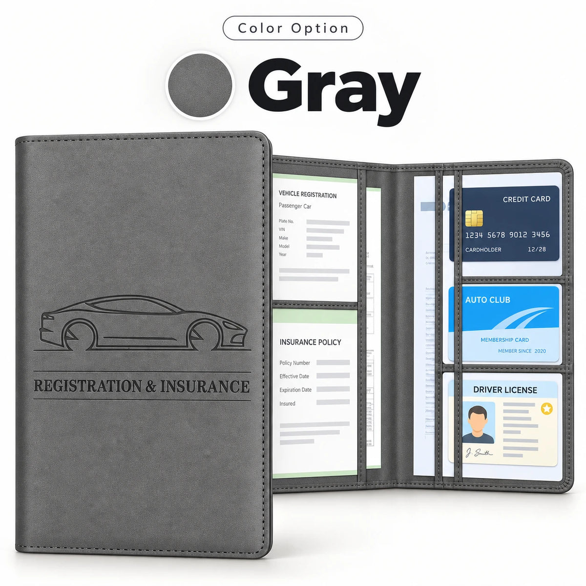 PU Leather Car Document Holder for Glove Box Storage