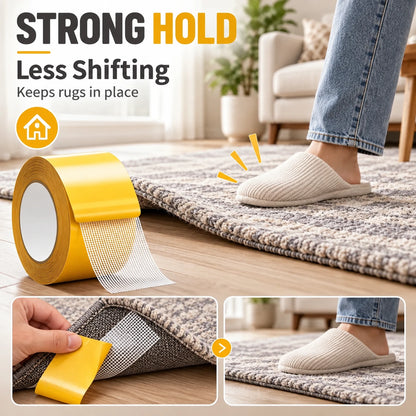 Grid-Reinforced Double-Sided Tape for Rugs & Smooth Surfaces