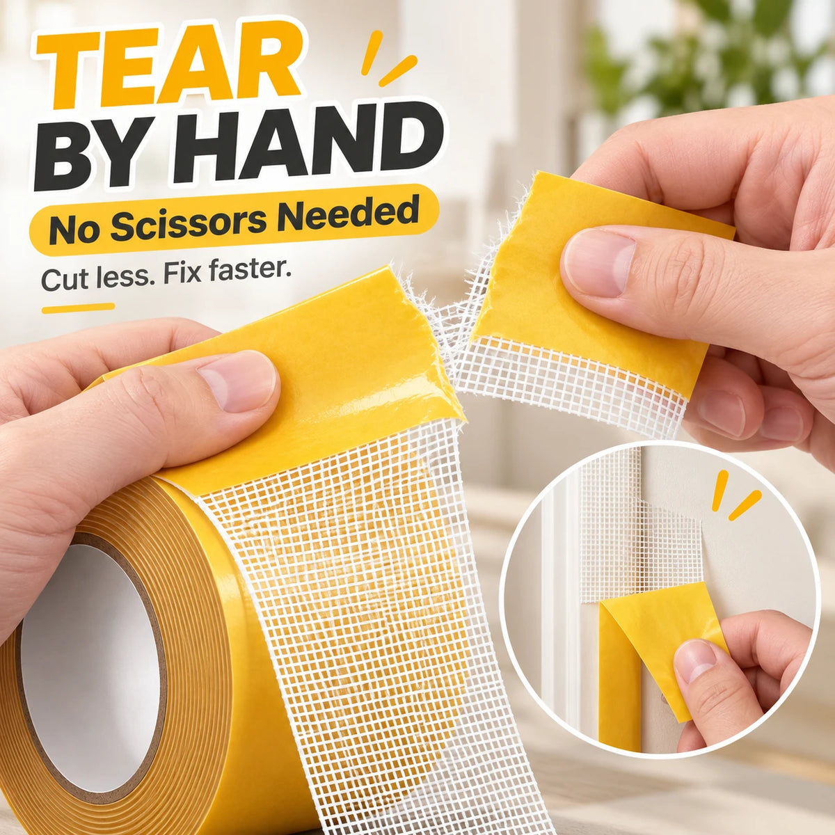 Grid-Reinforced Double-Sided Tape for Rugs & Smooth Surfaces