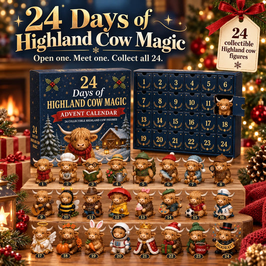 24-Day Highland Cow Advent Calendar – 24 Stereoscopic Collectible Figurines