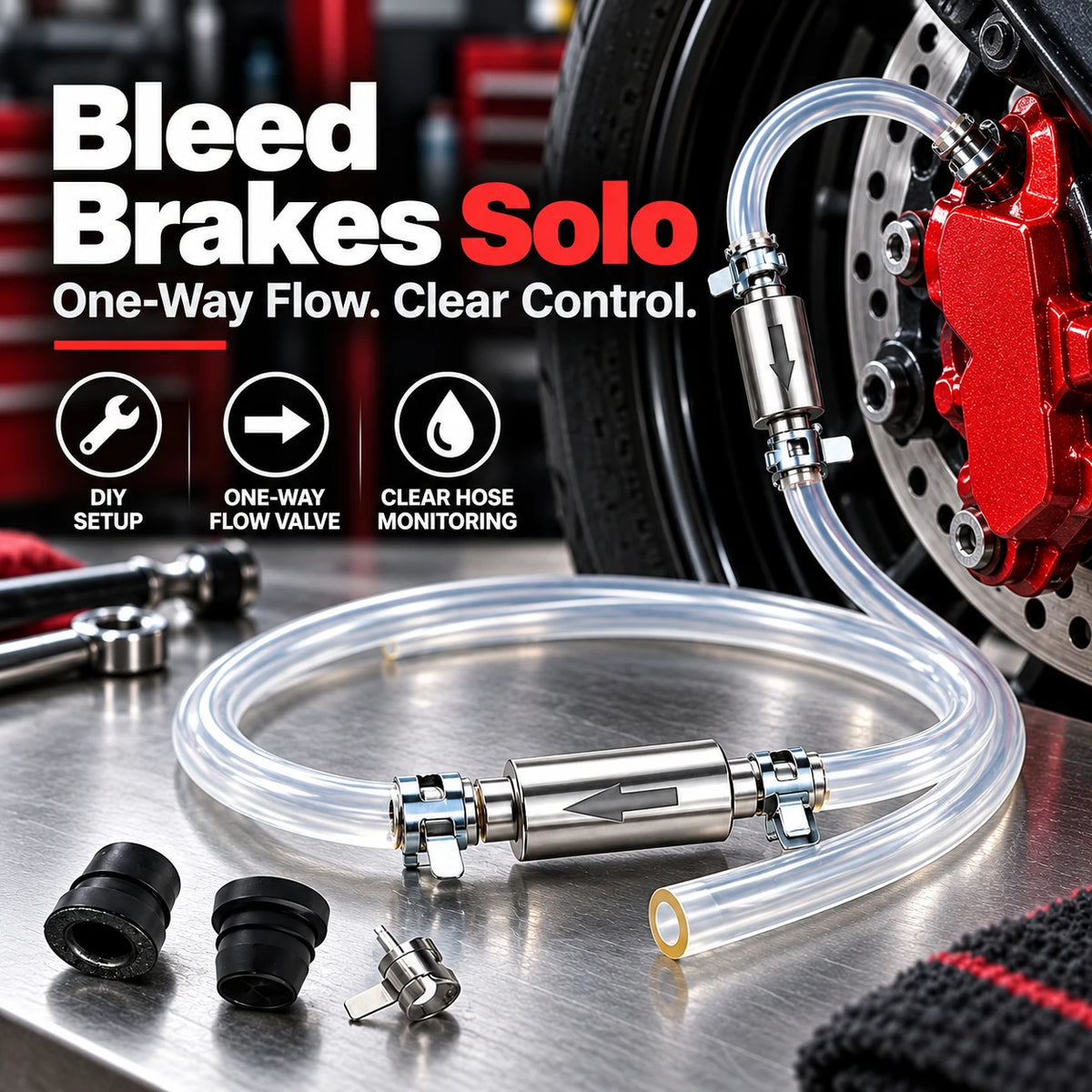 One-Way Check Valve Brake Bleeder Kit for Solo Service