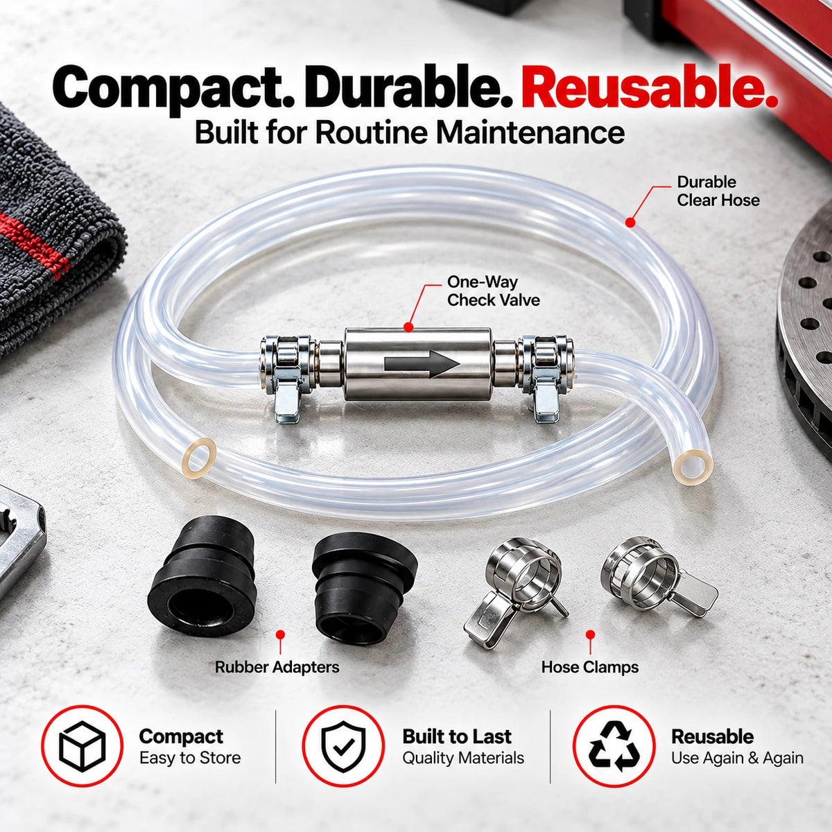 One-Way Check Valve Brake Bleeder Kit for Solo Service