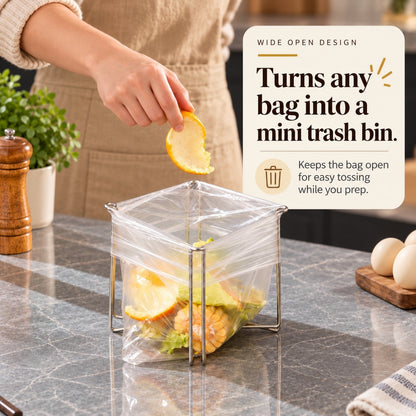 🗑️ Foldable 304 Stainless Steel Countertop Trash Bag Holder