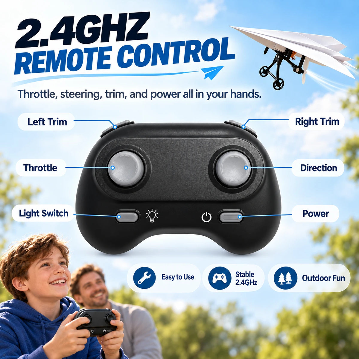 DIY RC Paper Airplane Kit | 2.4GHz Gyro Remote Control Plane