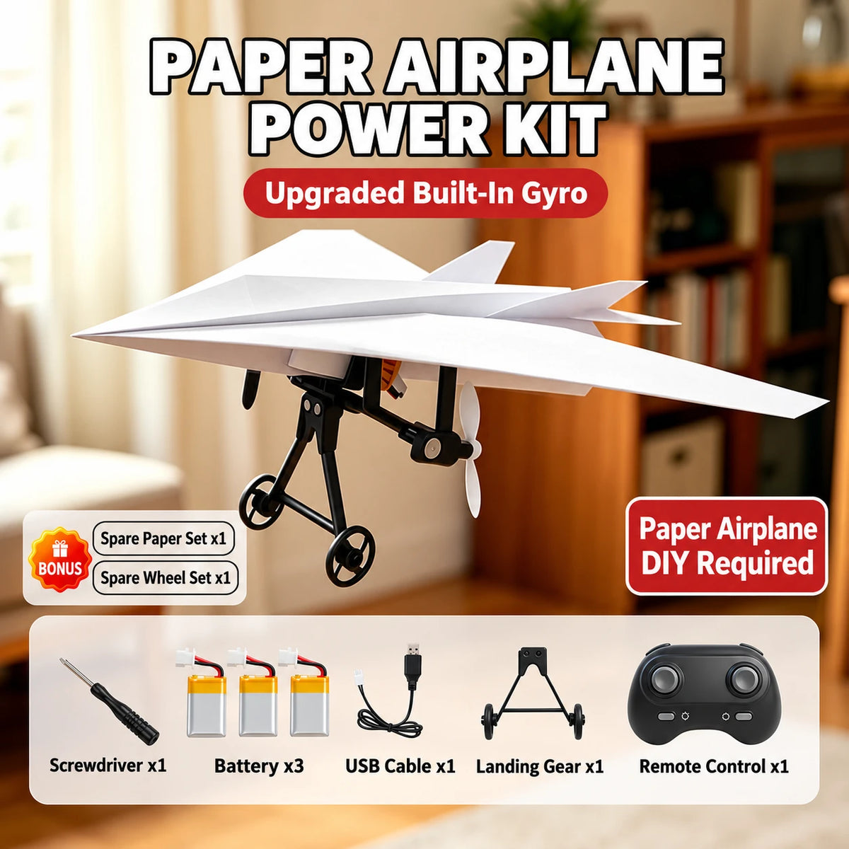 DIY RC Paper Airplane Kit | 2.4GHz Gyro Remote Control Plane