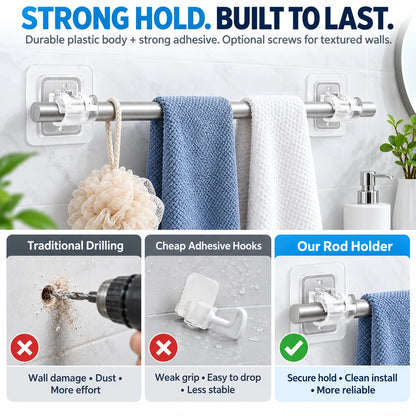 No-Drill Curtain Rod Holders | Adhesive Wall Mounts