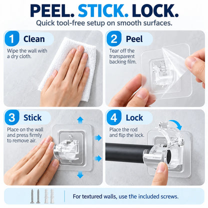 No-Drill Curtain Rod Holders | Adhesive Wall Mounts