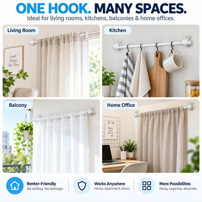 No-Drill Curtain Rod Holders | Adhesive Wall Mounts