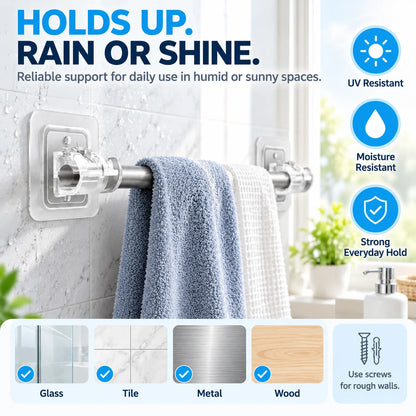 No-Drill Curtain Rod Holders | Adhesive Wall Mounts