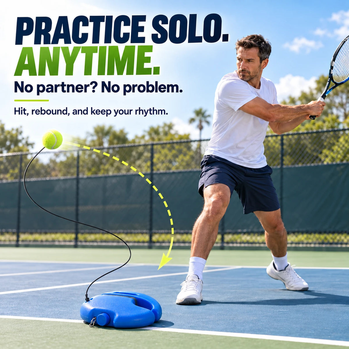 Portable Tennis Rebound Trainer for Solo Practice Anywhere