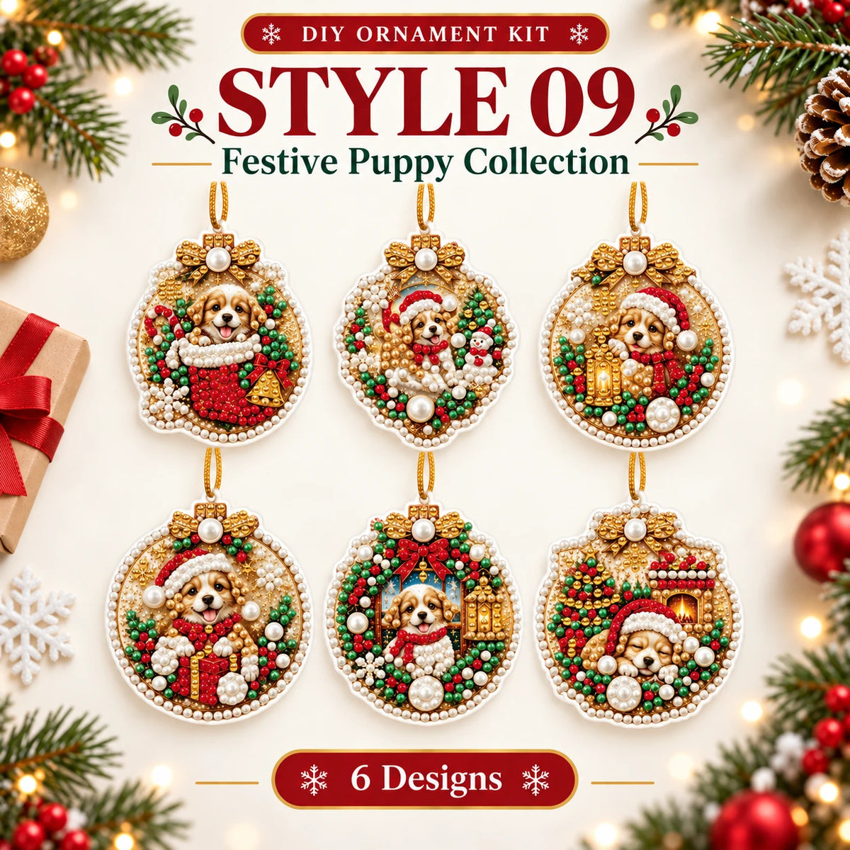 DIY Puppy Christmas Ornament Kit | 6 Festive Designs