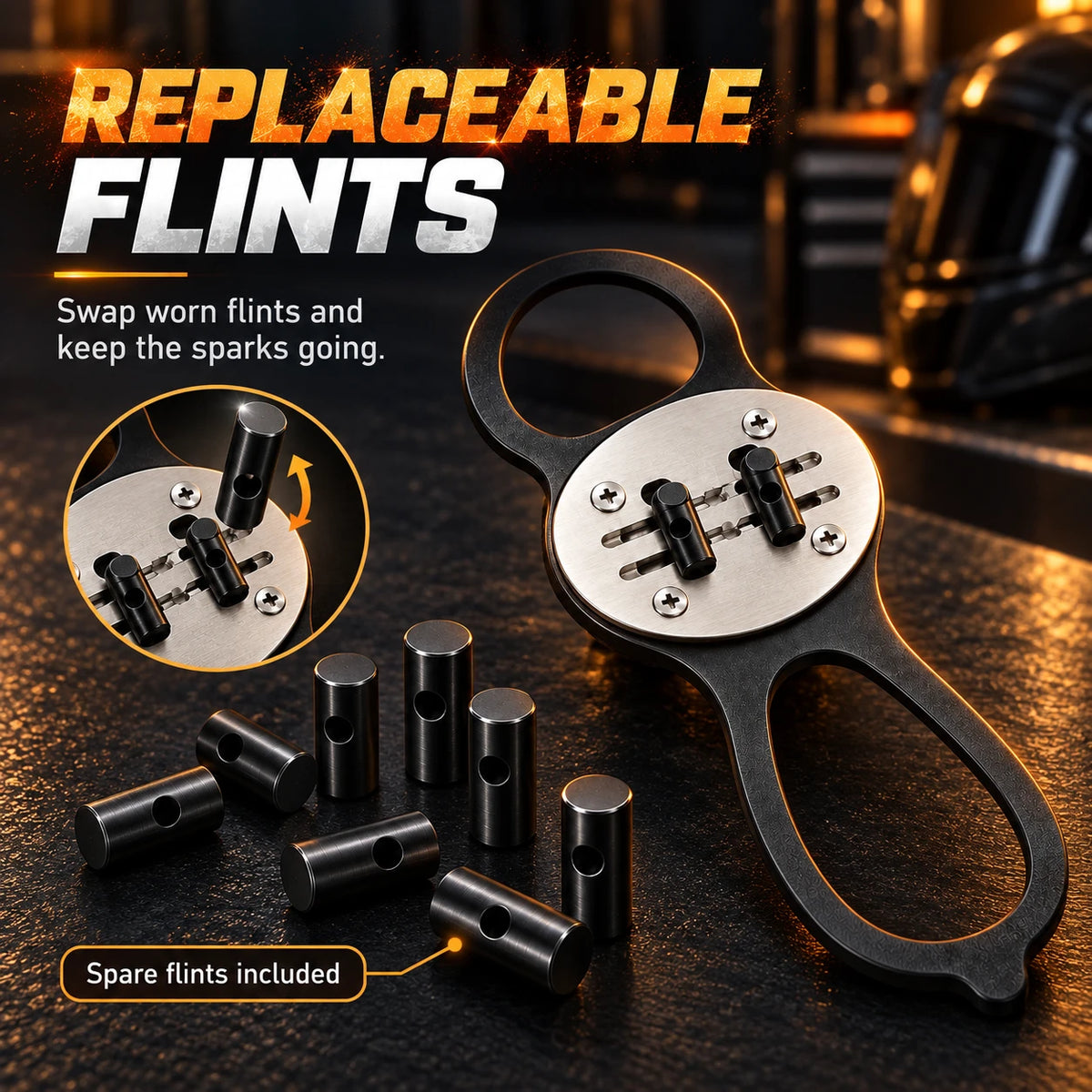 Motorcycle Boot Spark Sliders | Replaceable Flint Kit