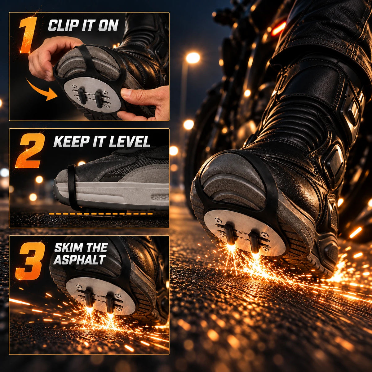 Motorcycle Boot Spark Sliders | Replaceable Flint Kit