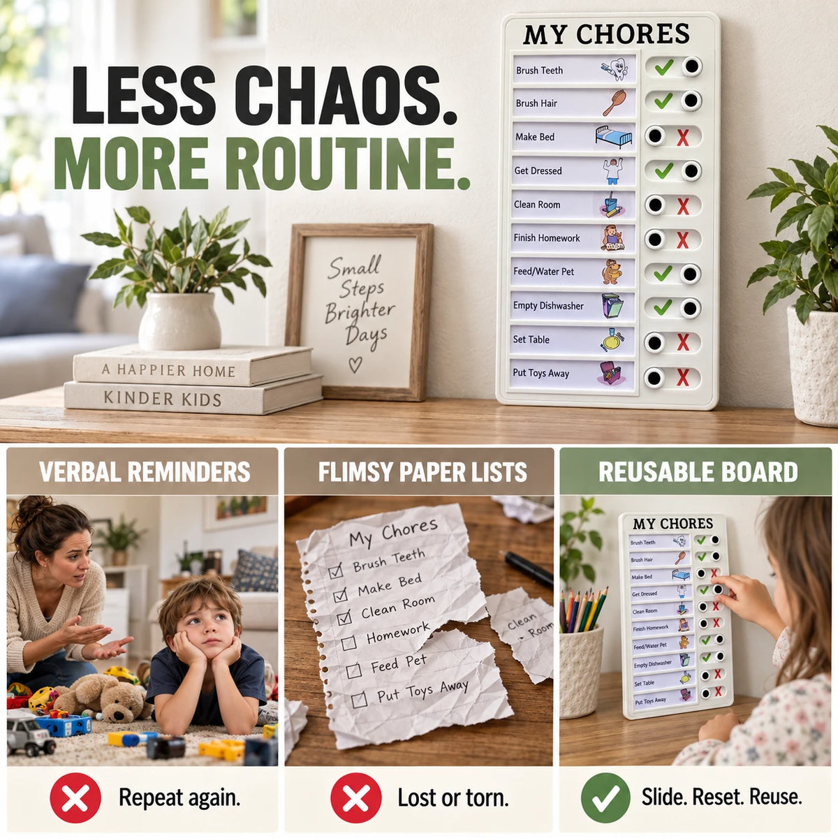 Reusable Kids Chore Chart – Daily Routine Board