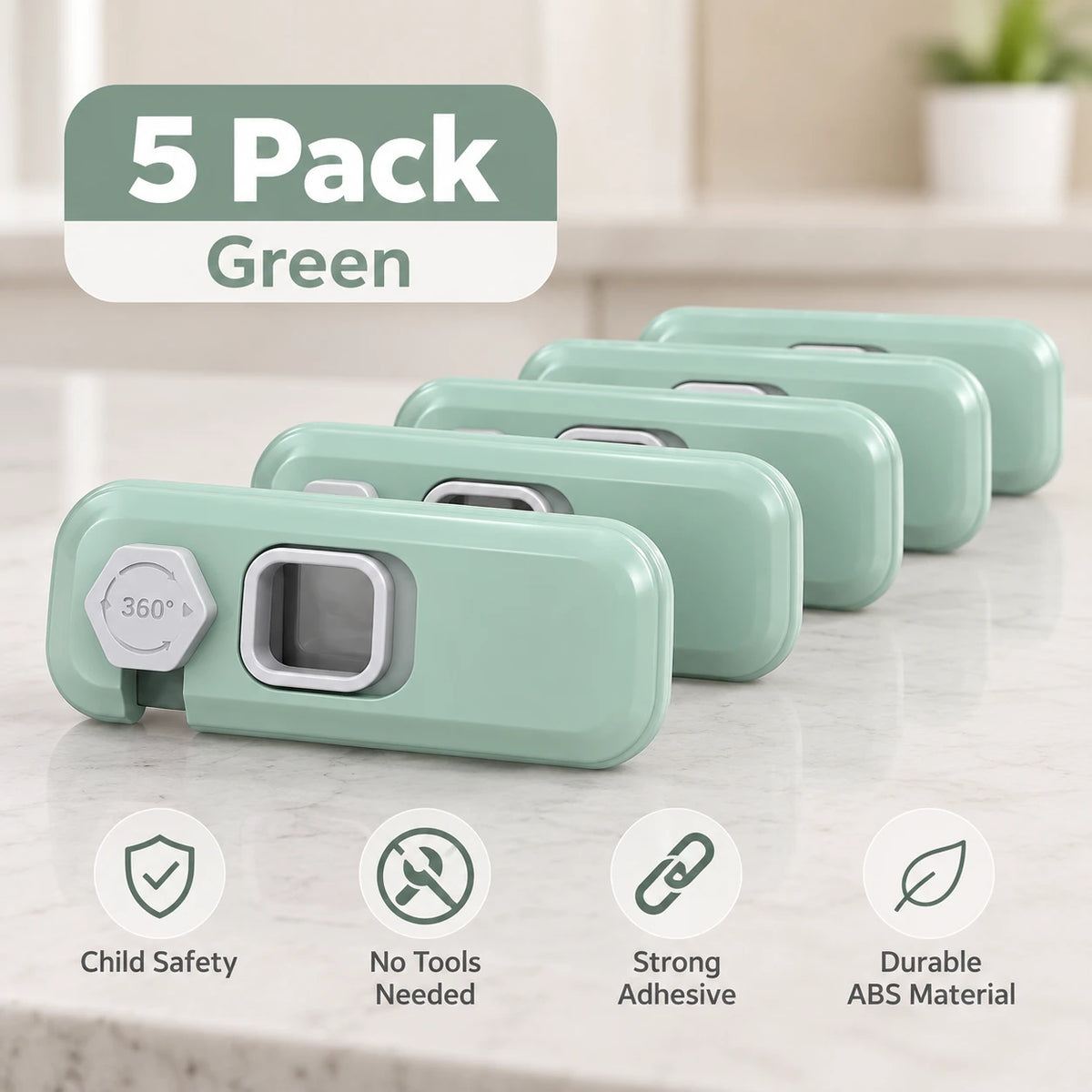 5-Pack Refrigerator Locks for Kids | Baby Safety