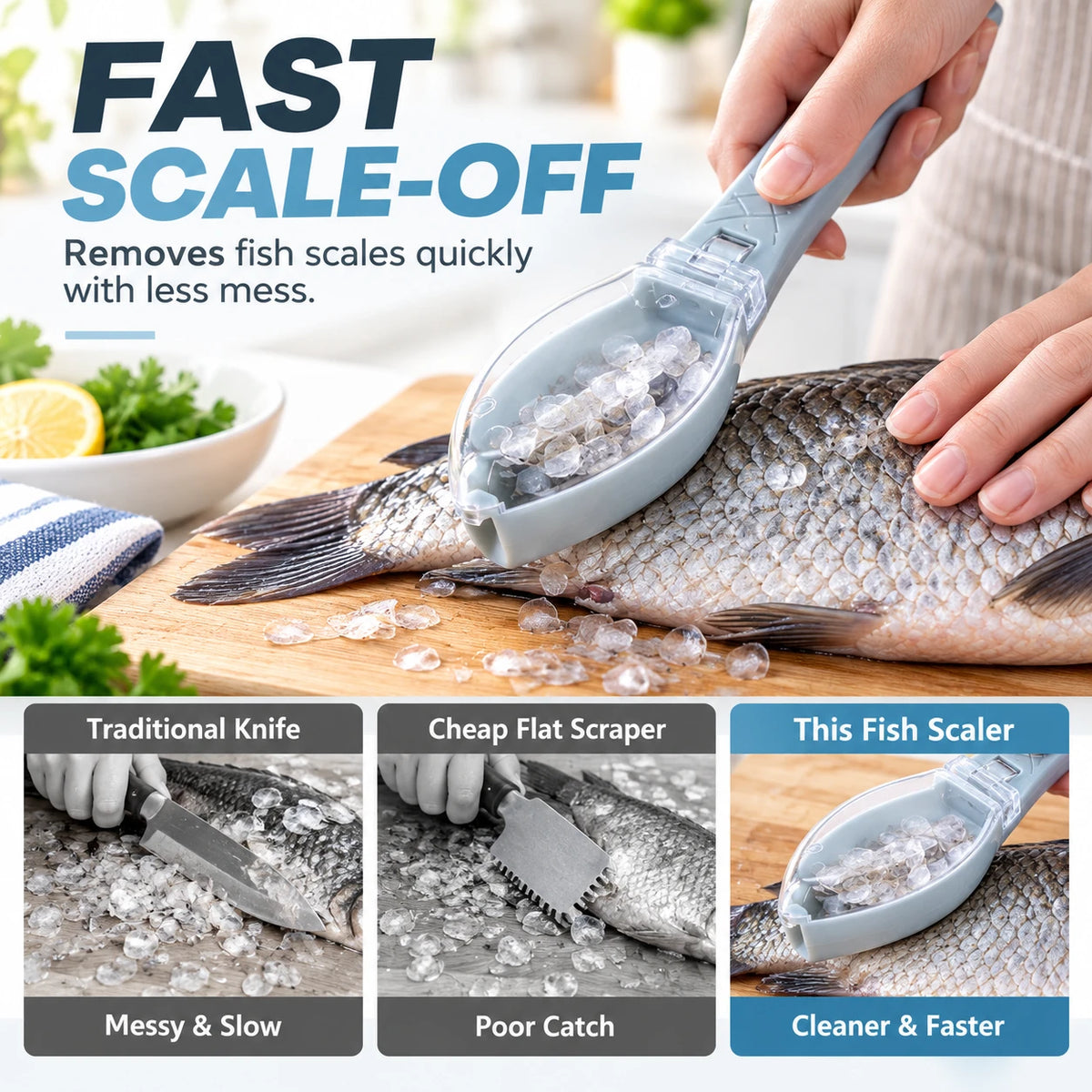 Fish Scaler Tool with Scale Catcher | Easy Fish Prep