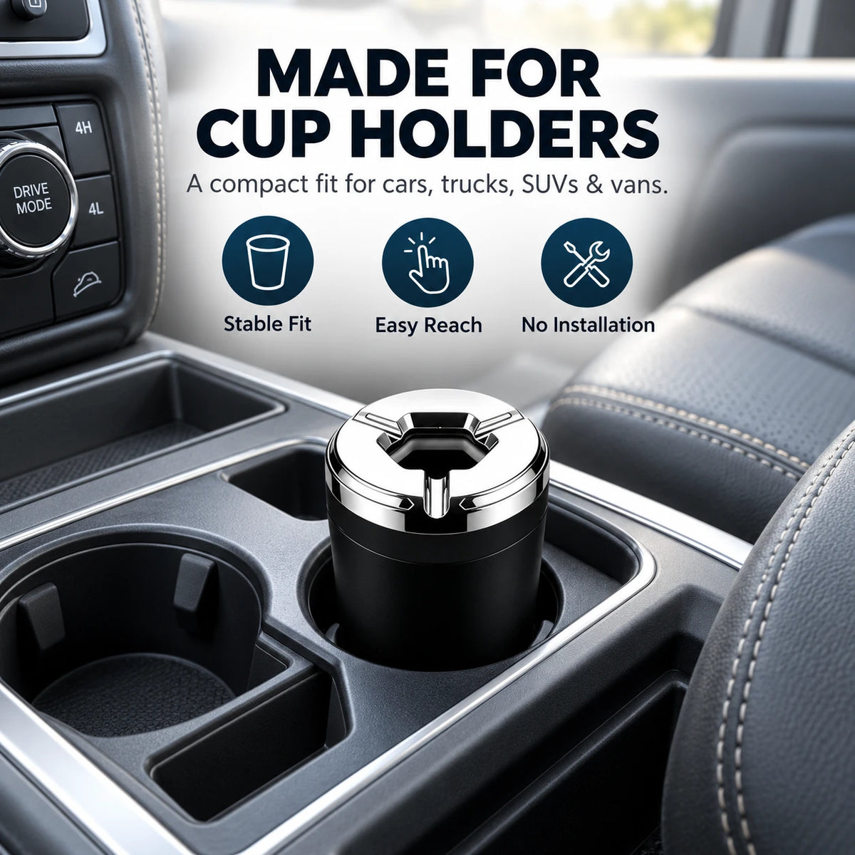 Rotating Sealed Car Ashtray for Vehicle Cup Holders