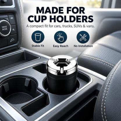 Rotating Sealed Car Ashtray for Vehicle Cup Holders