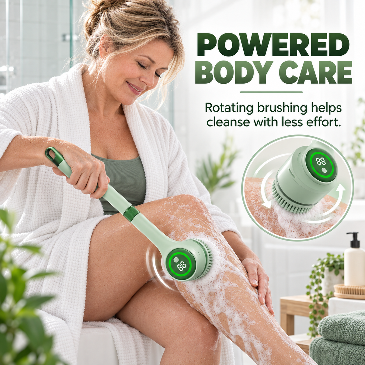 5-in-1 Electric Body Scrubber with Long Handle for Shower