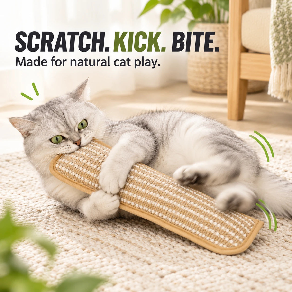 Catnip Hemp Scratcher & Kicker Toy for Indoor Cats