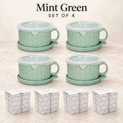 Christmas Gingerbread Mug Gift Set with Lid & Saucer