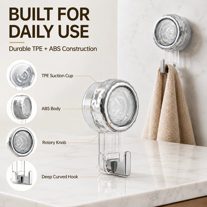 Suction Cup Hooks for Shower | Waterproof No Drill Wall Hooks
